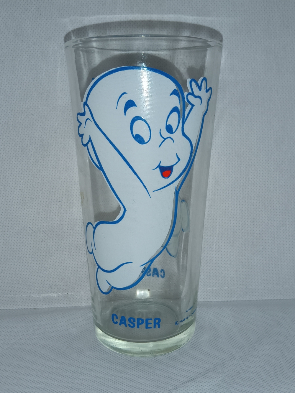 Pepsi Clear Glass Tumbler with Blue Casper Graphic and Red Accent